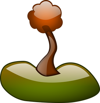 Stylized Treeon Grassy Hill PNG image