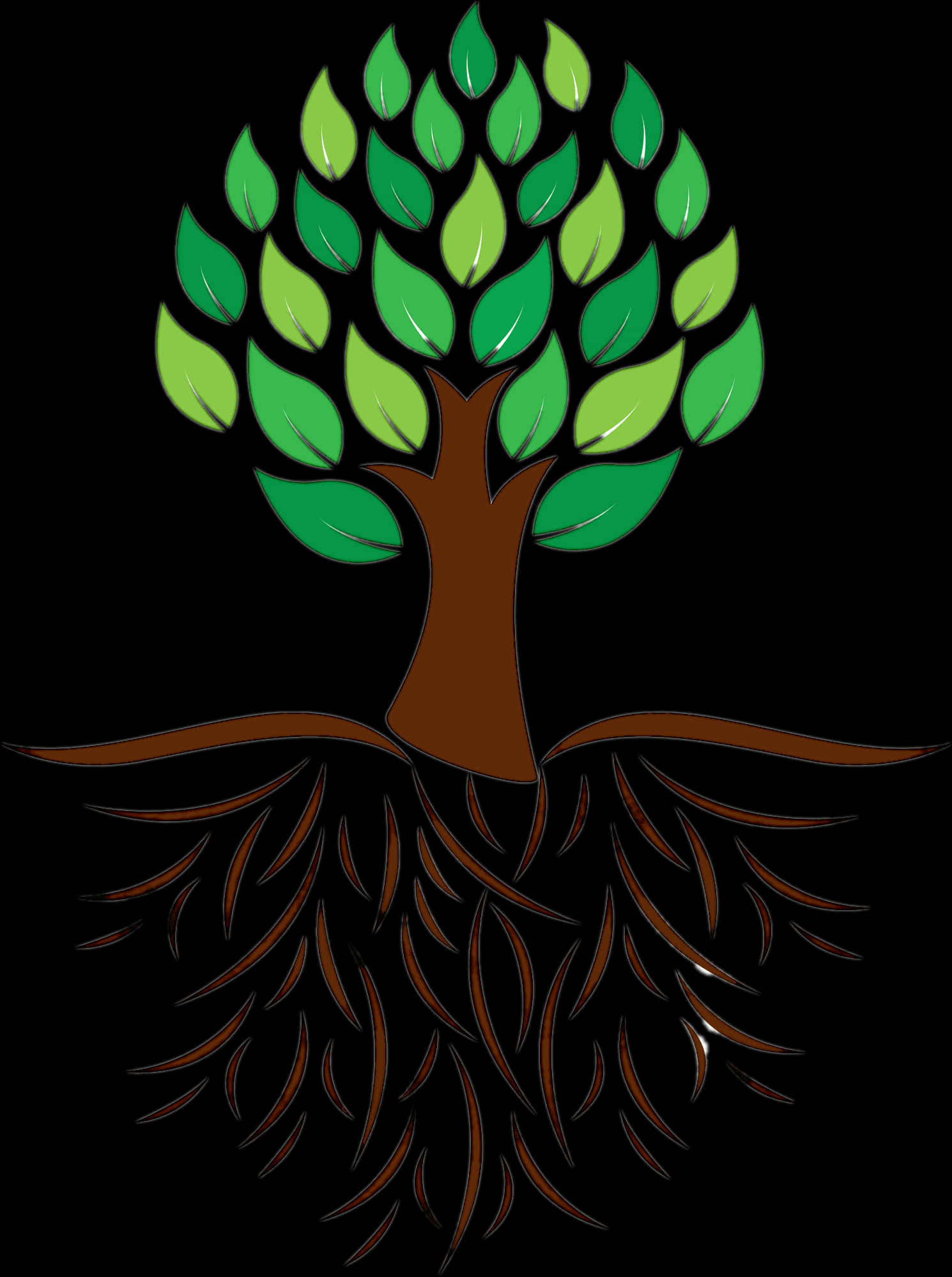 Stylized Treewith Roots Graphic PNG image