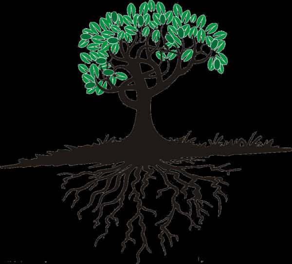 Stylized Treewith Roots PNG image