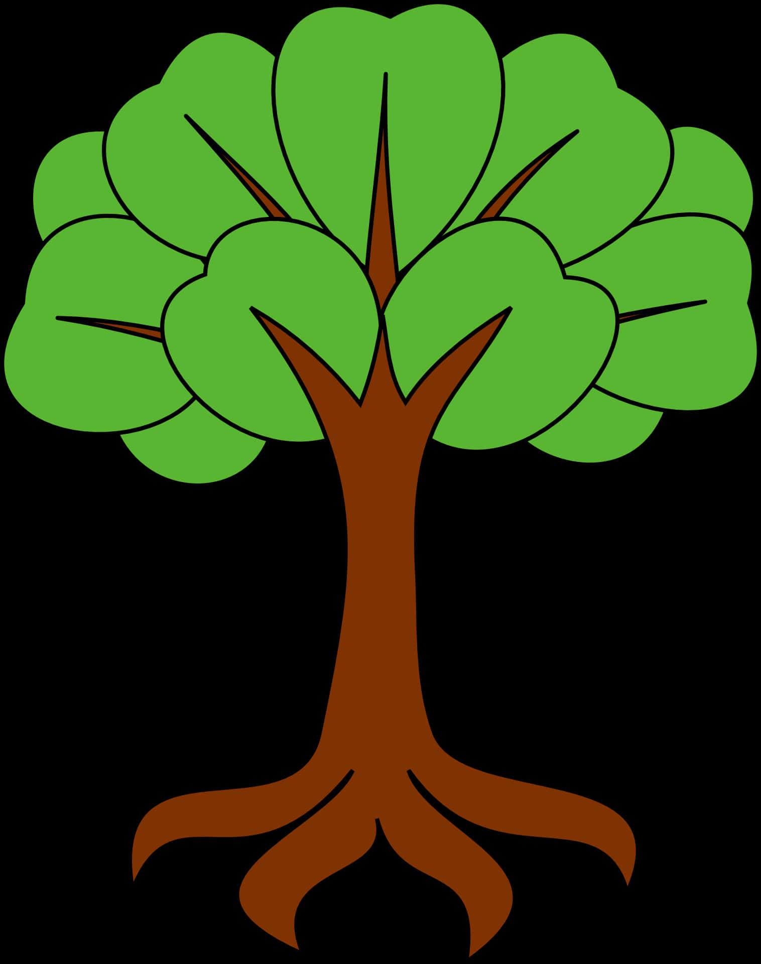 Stylized Treewith Visible Roots PNG image