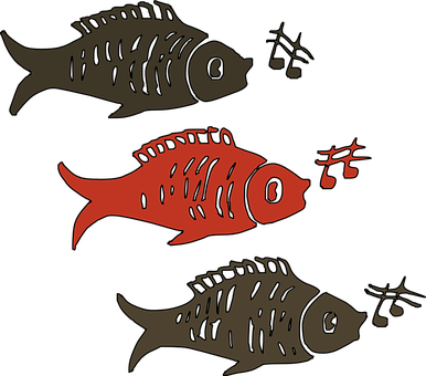 Stylized Trioof Fish Illustration PNG image