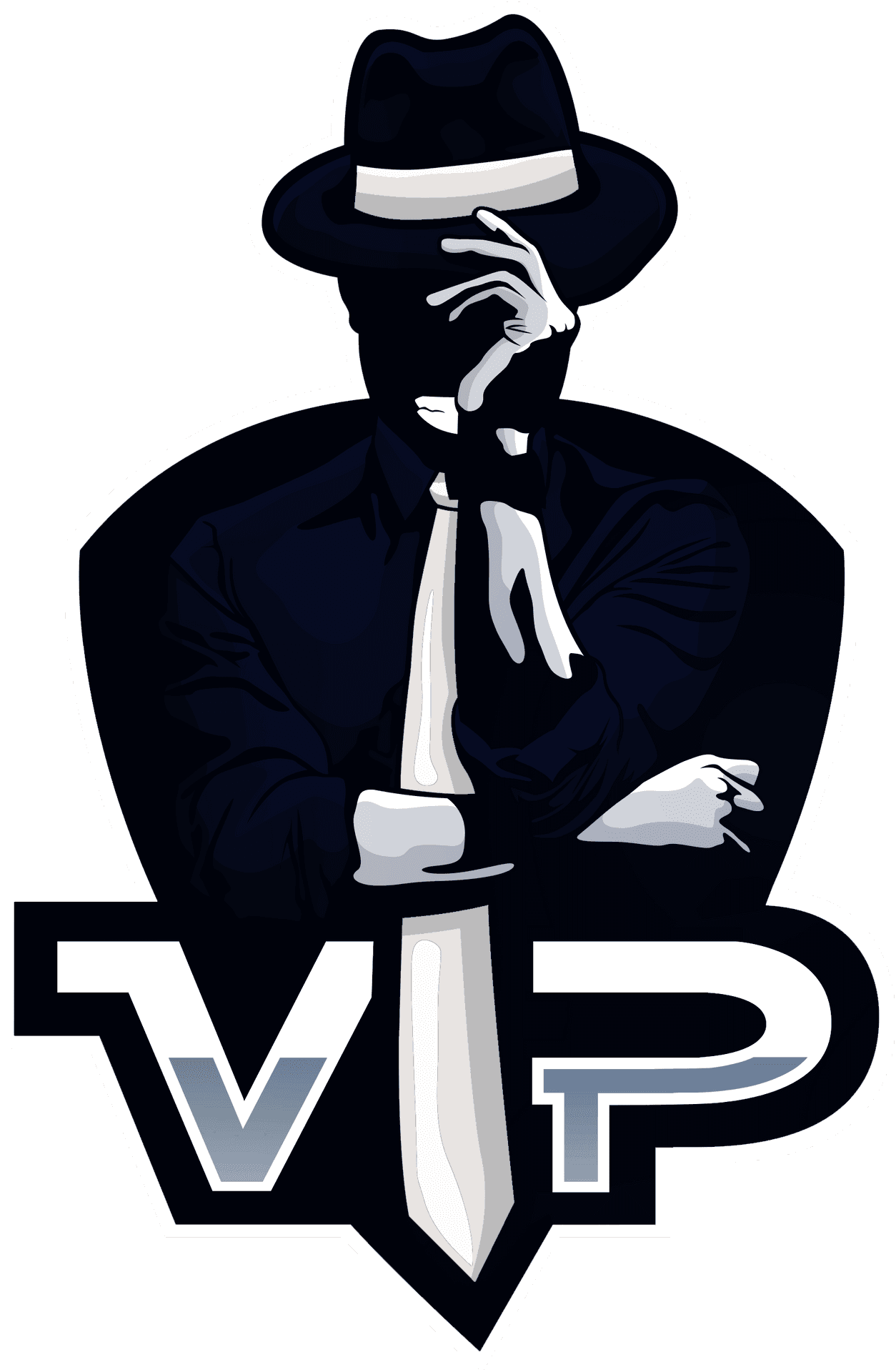 Stylized V I P Logowith Figure PNG image