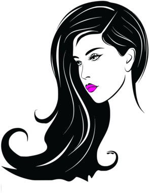 Stylized Woman Silhouettewith Flowing Hair PNG image