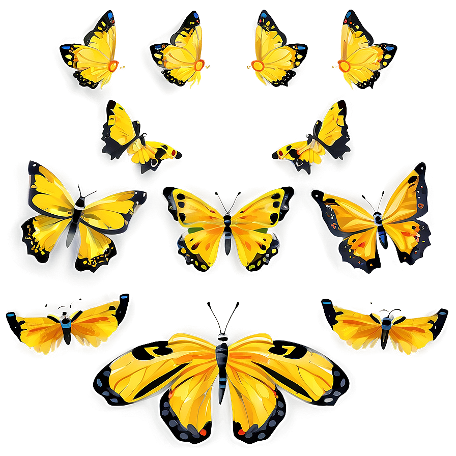 Stylized Yellow Butterfly Png 06292024 PNG image