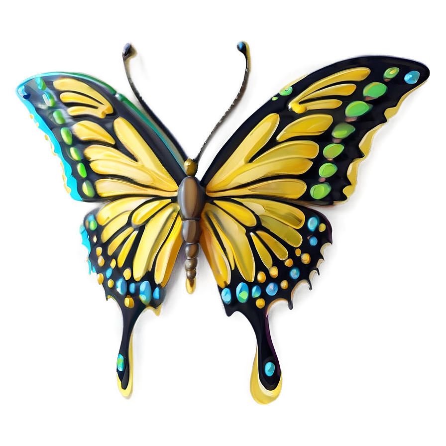 Stylized Yellow Butterfly Png 06292024 PNG image