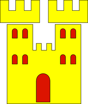 Stylized Yellow Castle Graphic PNG image