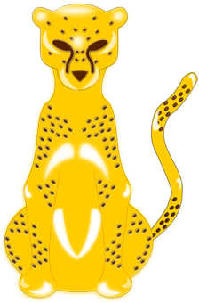 Stylized Yellow Cheetah Illustration PNG image