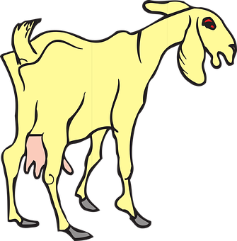 Stylized Yellow Goat Illustration PNG image