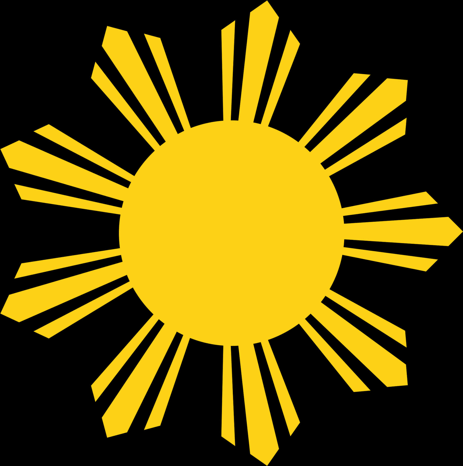Stylized Yellow Sun Graphic PNG image