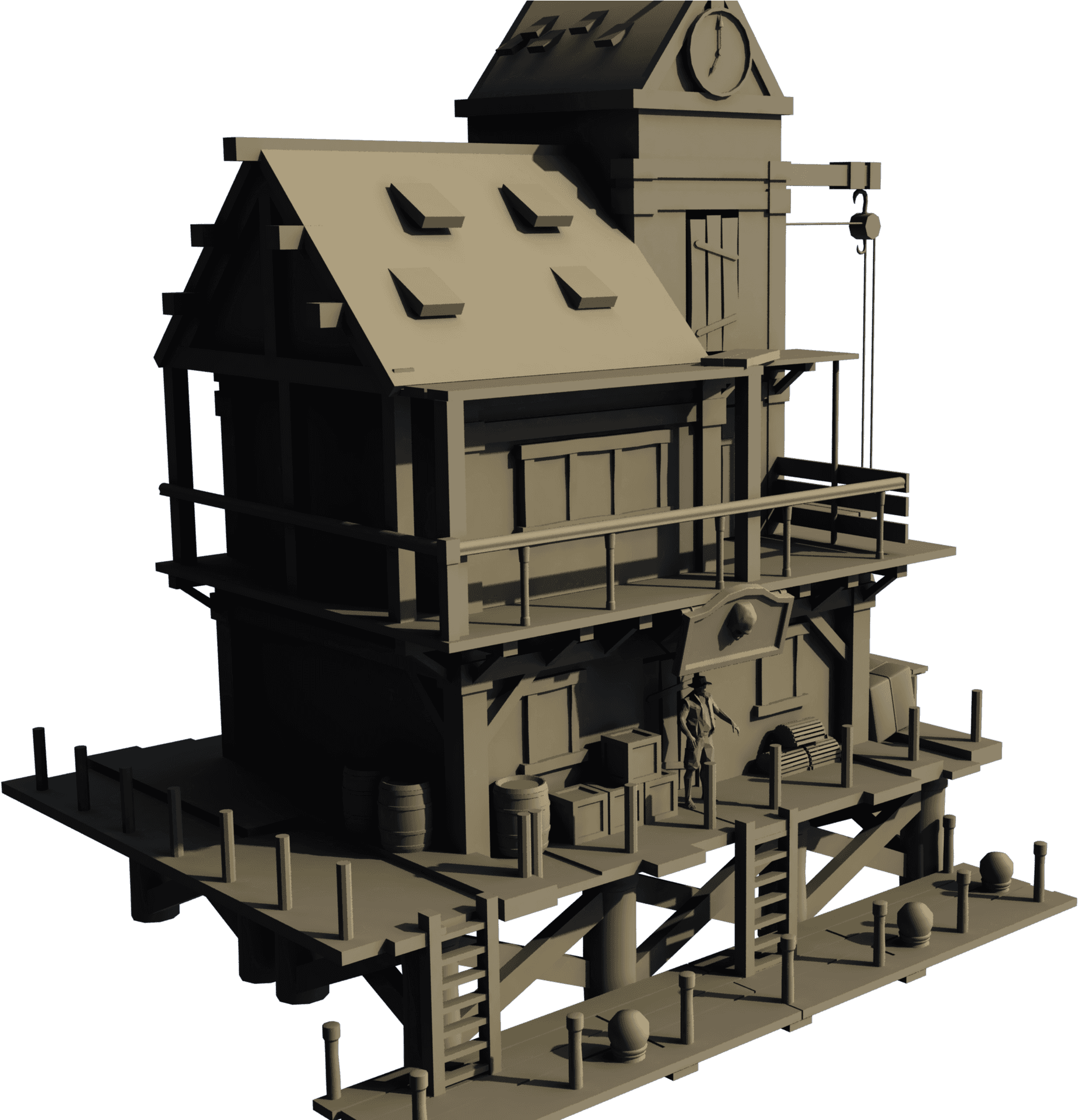 Stylized3 D Modelof Wooden House PNG image