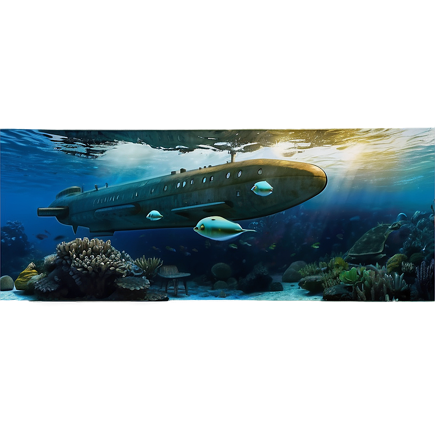 Submarine Underwater Scene Png 05252024 PNG image