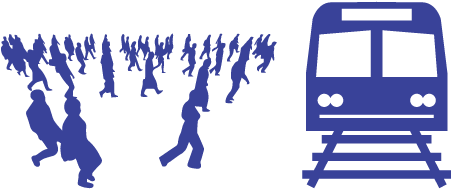 Subway Trainand Passengers Silhouette PNG image