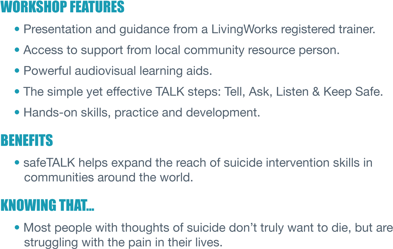 Suicide Prevention Workshop Featuresand Benefits PNG image