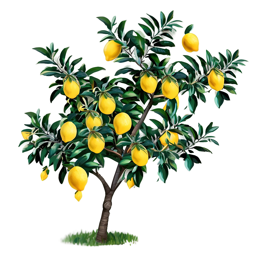 Summer Lemon Tree Scene Png 06212024 PNG image