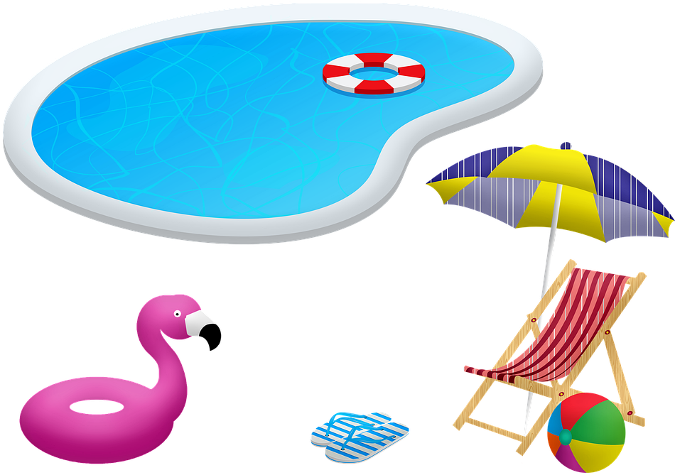 Summer Poolside Relaxation Scene PNG image