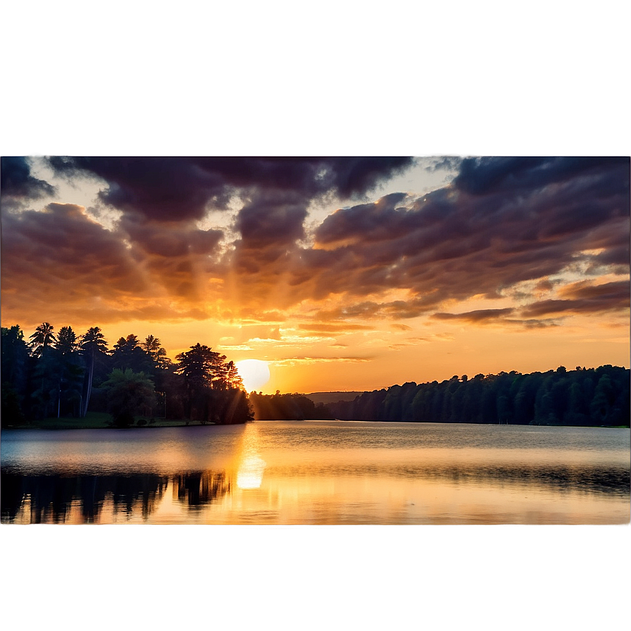 Summer Sunset Over Lake Photo Png Gek51 PNG image