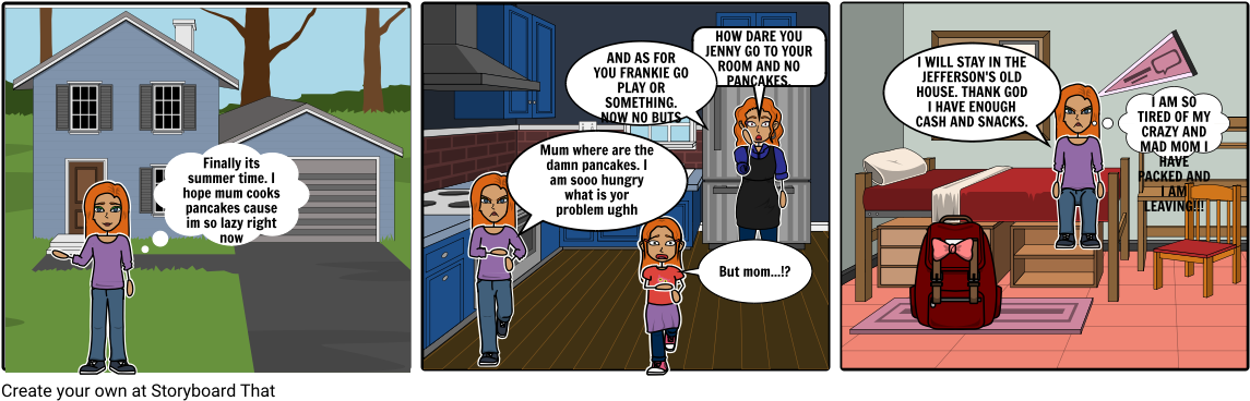 Summer Time Teen Chores Comic Strip PNG image