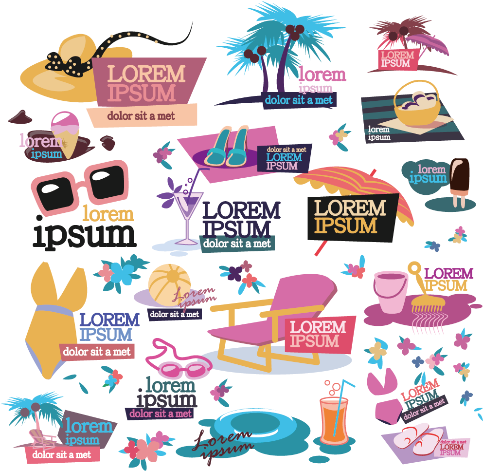 Summer Vacation Icons Set PNG image