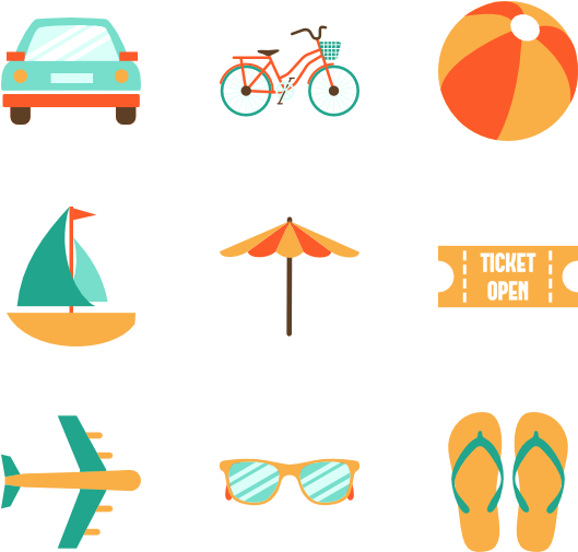 Summer Vacation Icons Set PNG image