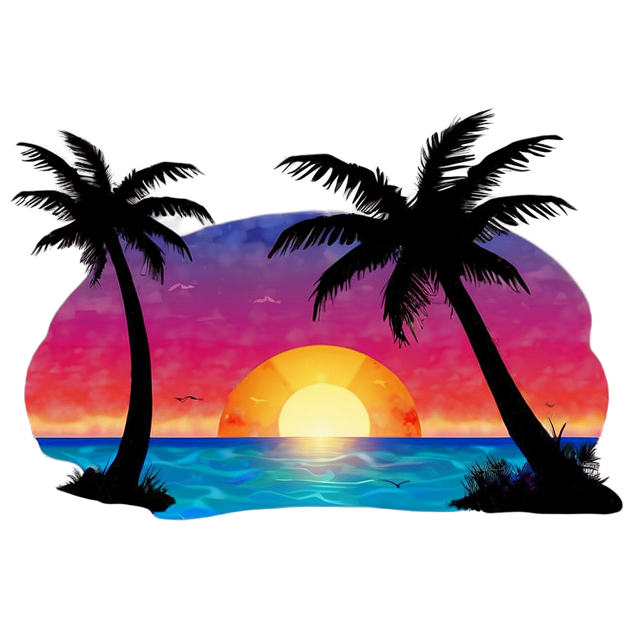 Summer Vibes Sunset Illustration Png Bup67 PNG image