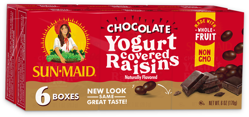 Sun Maid Chocolate Yogurt Covered Raisins Packaging PNG image