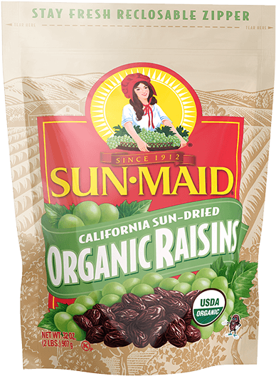 Sun Maid Organic Raisins Packaging PNG image