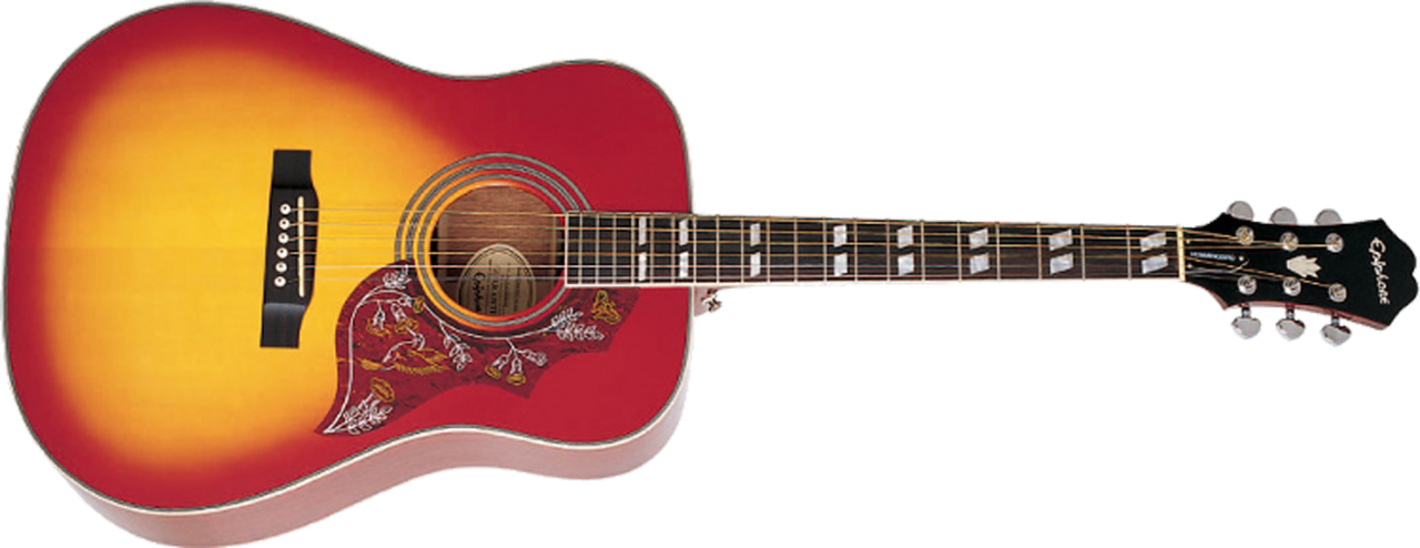 Sunburst Acoustic Guitar PNG image