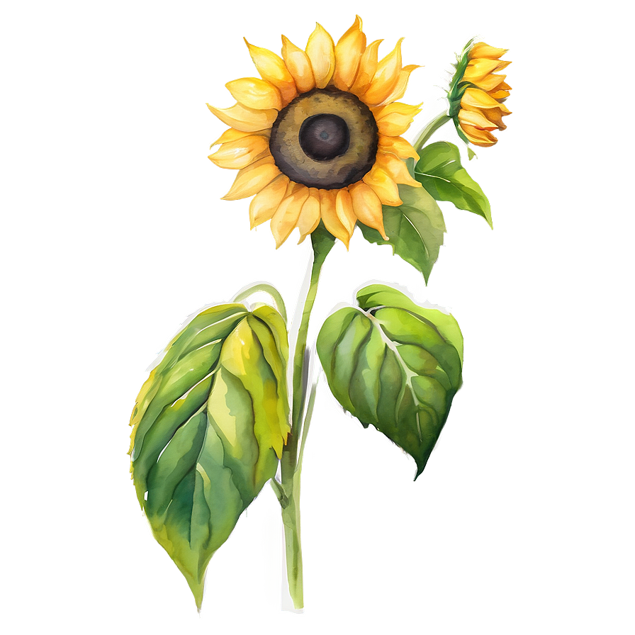 Sunflower Beauty Watercolor Art Png Qqt PNG image