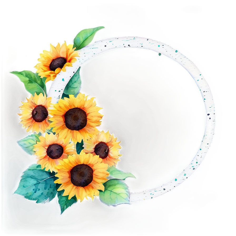 Sunflower Watercolor Border Frame Png 06272024 PNG image