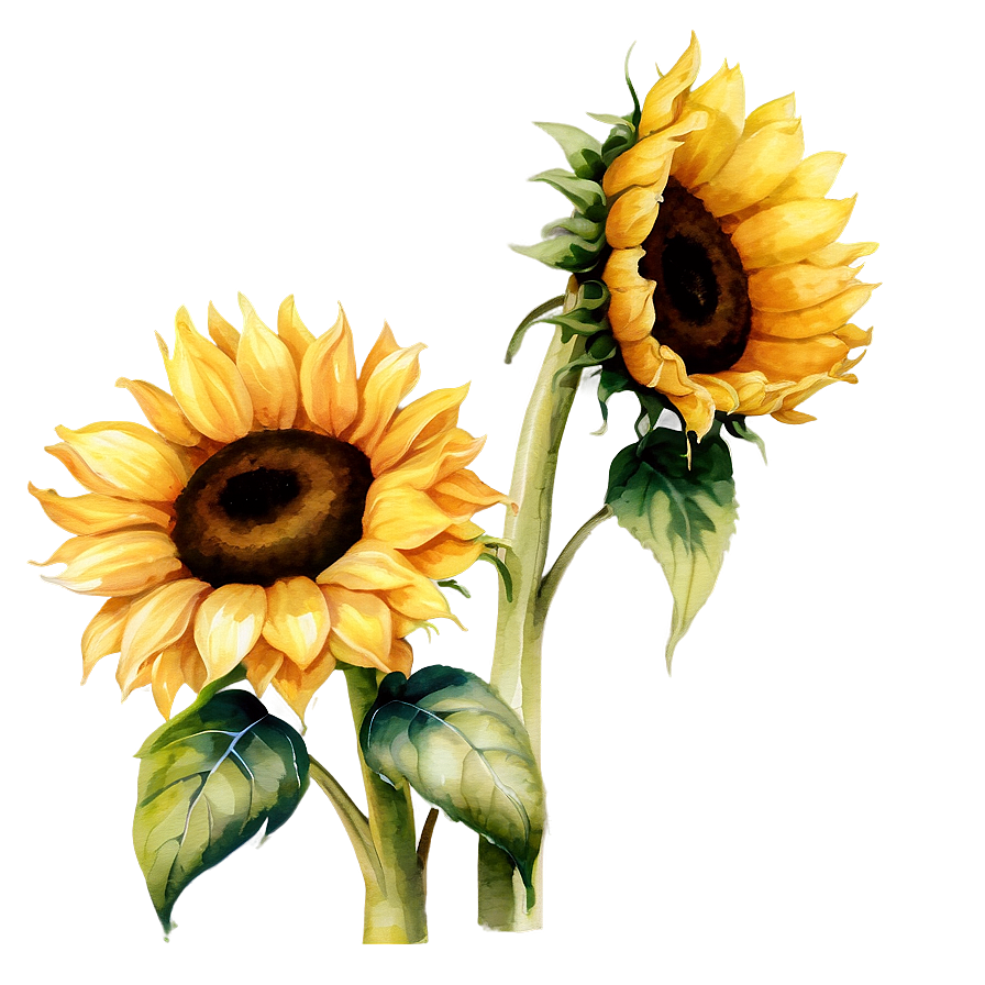 Sunflower Watercolor Diy Craft Png Wcv PNG image