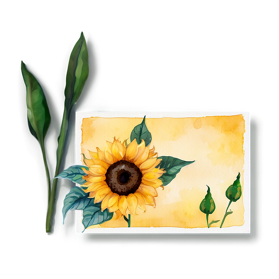 Sunflower Watercolor Greeting Card Design Png Pih64 PNG image