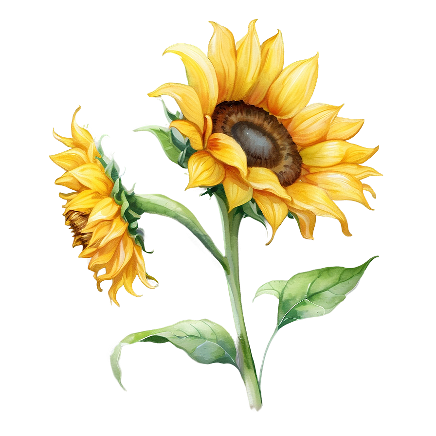 Sunflower Watercolor Illustration Png Egv67 PNG image