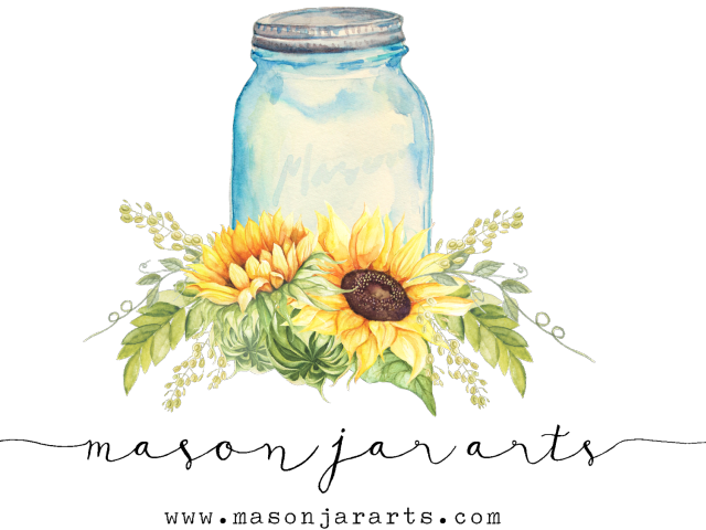 Sunflowerand Mason Jar Watercolor Clipart PNG image