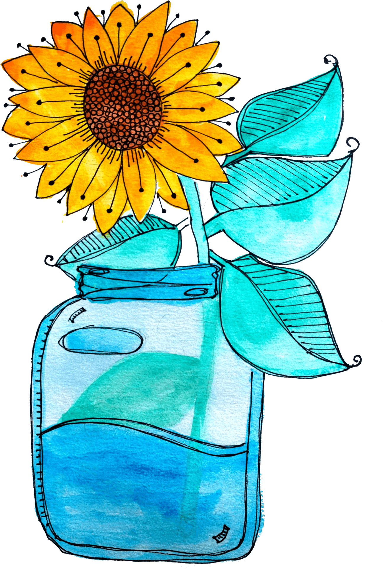 Sunflowerin Mason Jar Clipart PNG image