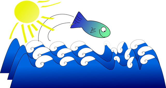 Sunny Ocean Scenewith Fish PNG image