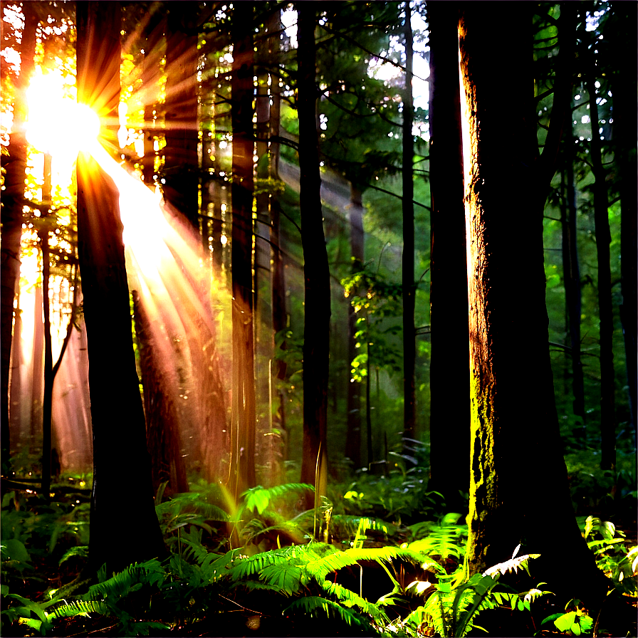 Sunrays In Forest Scene Png 06272024 PNG image