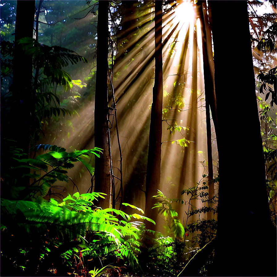 Sunrays In Misty Forest Png 22 PNG image