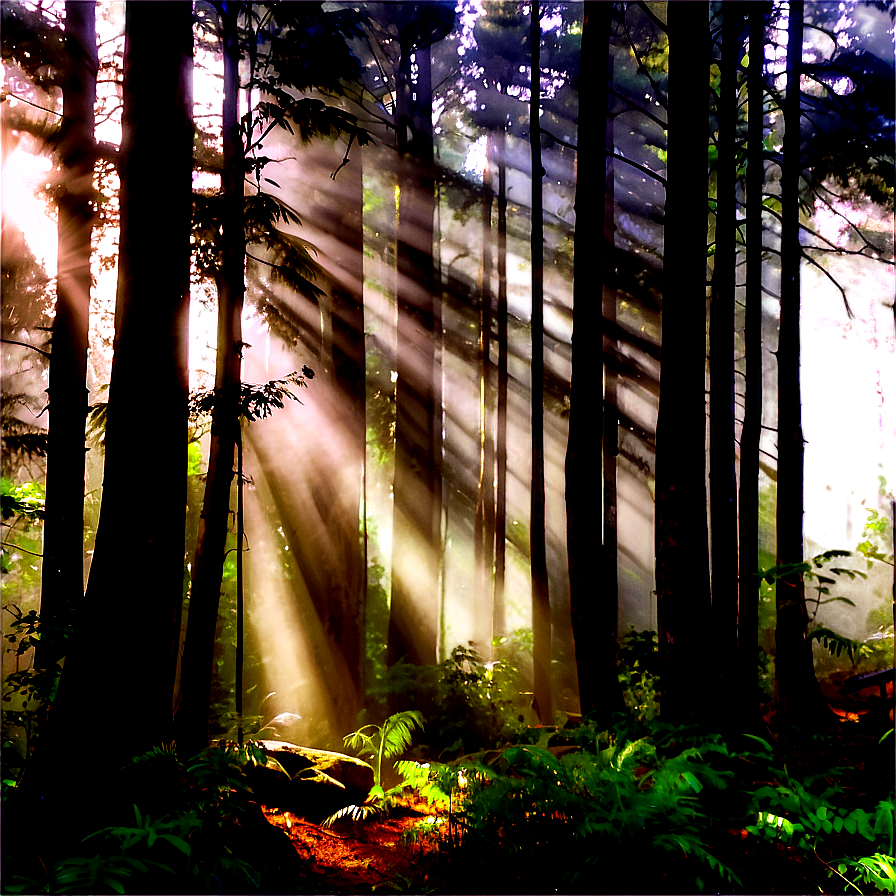 Sunrays In Misty Forest Png Cnb PNG image