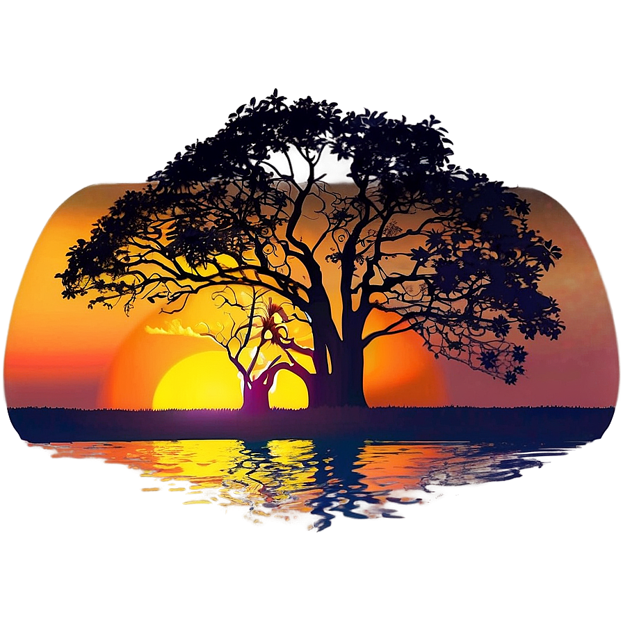 Sunset Behind Big Tree Png 06262024 PNG image