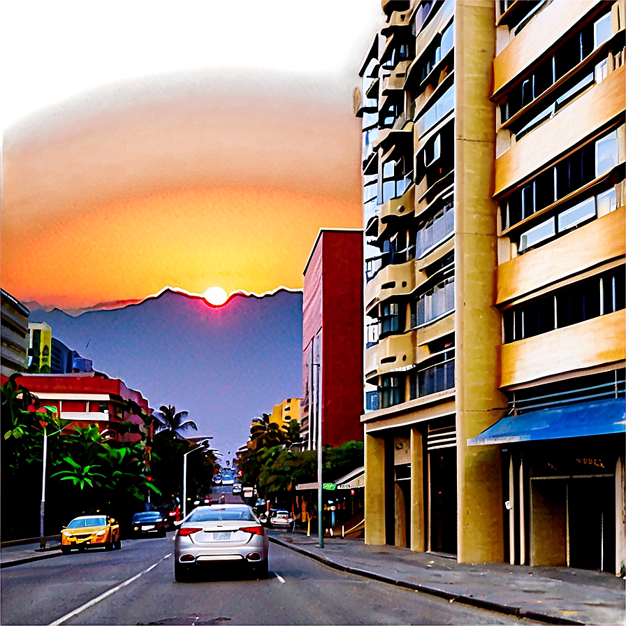 Sunset On City Street Png Htk3 PNG image