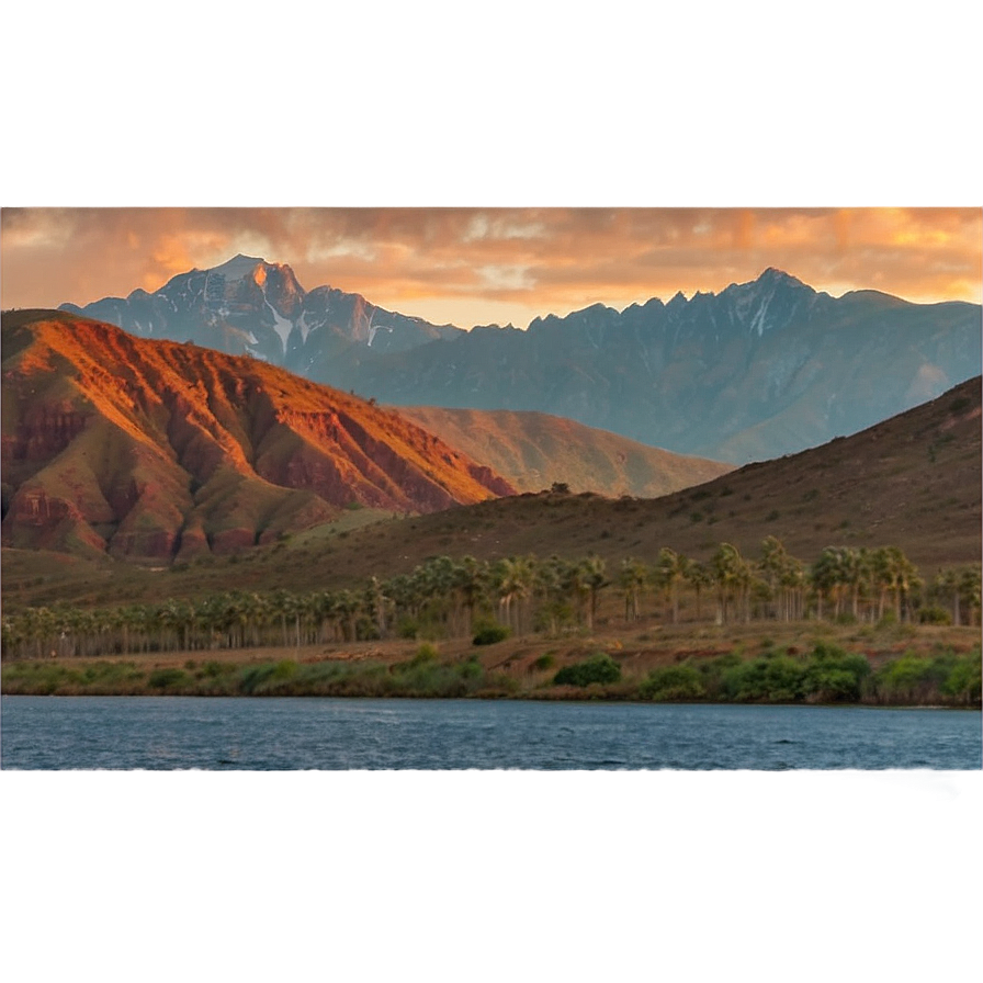 Sunset Over Mountains Png Voo PNG image