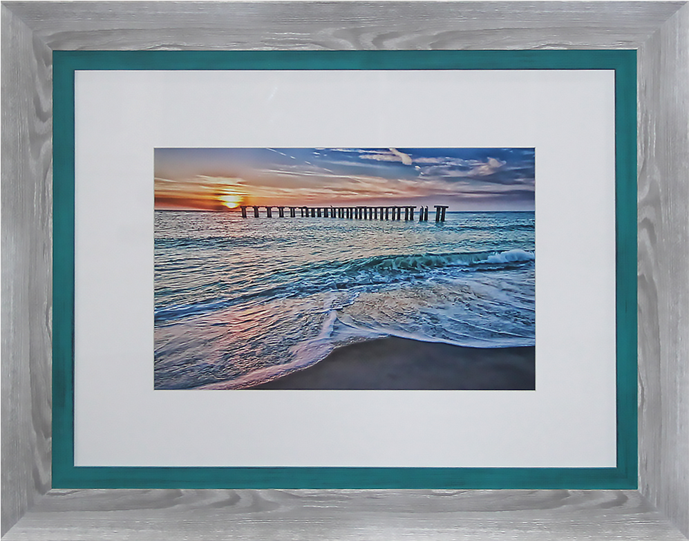 Sunset Pier Beach Wall Art PNG image