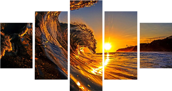 Sunset Surf Wave Panel Art PNG image