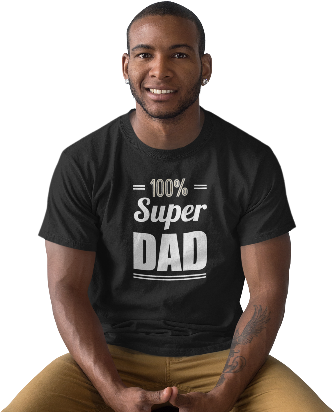 Super Dad T Shirt Man Sitting Smiling PNG image