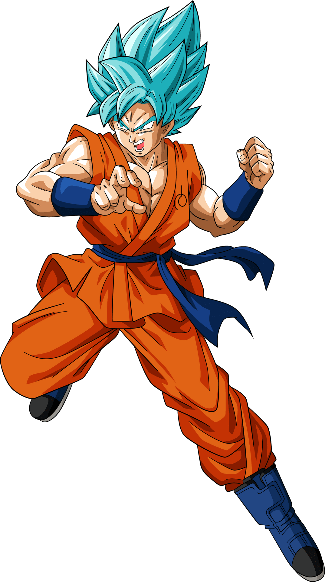 Super Saiyan Blue Goku Action Pose PNG image