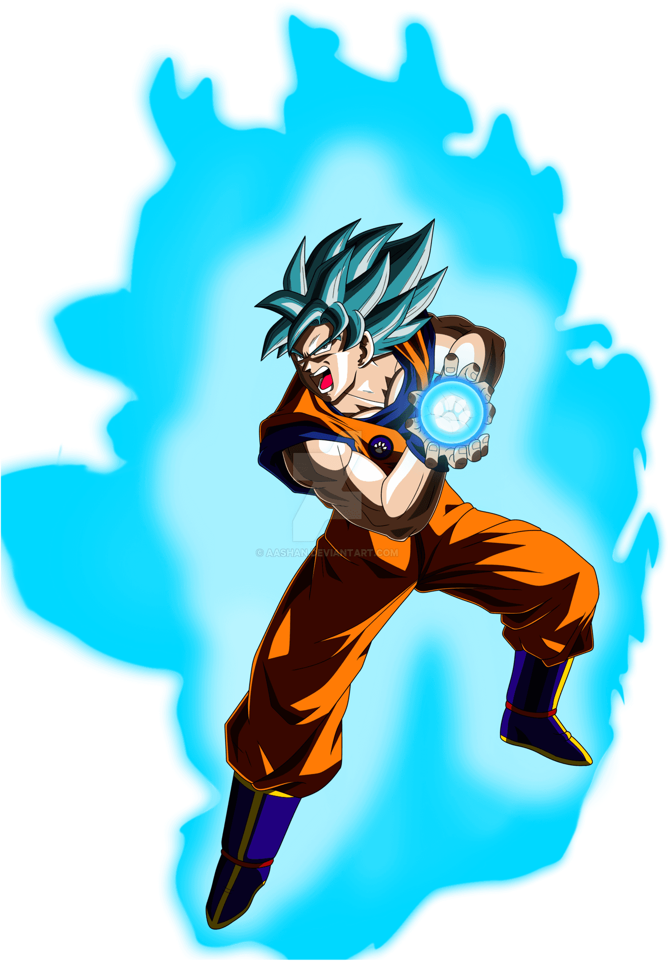 Super Saiyan Blue Goku Charging Kamehameha PNG image