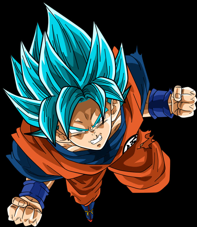 Super Saiyan Blue Goku Flying PNG image