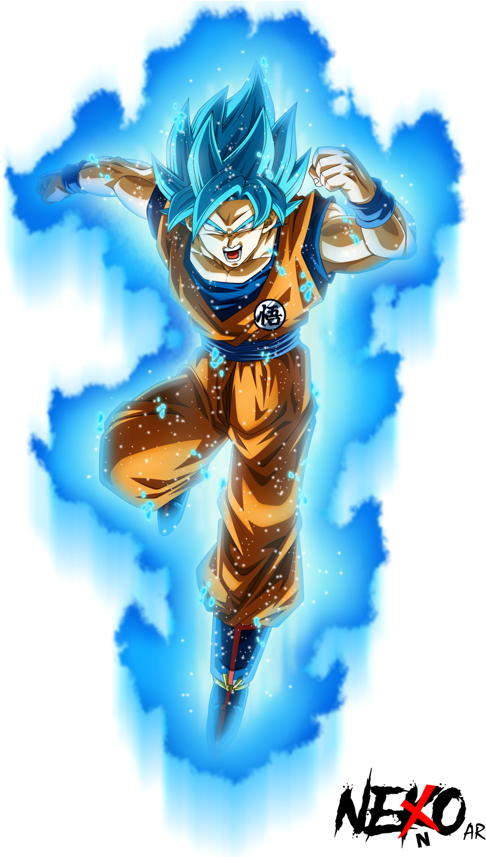 Super_ Saiyan_ Blue_ Goku_ Flying PNG image