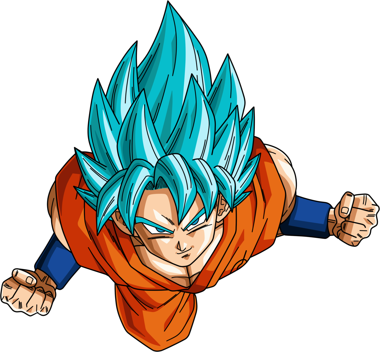 Super Saiyan Blue Goku Flying Pose PNG image