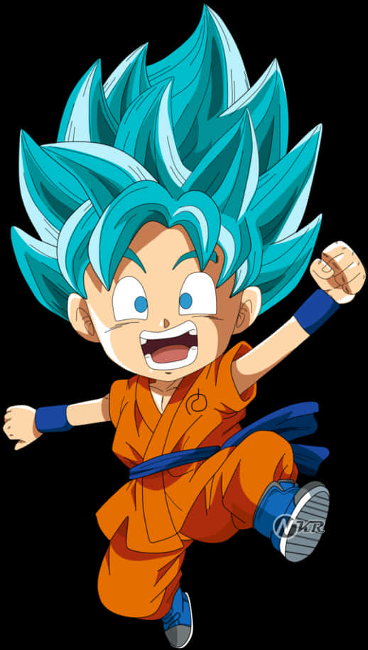 Super Saiyan Blue Goku Jr Fanart PNG image